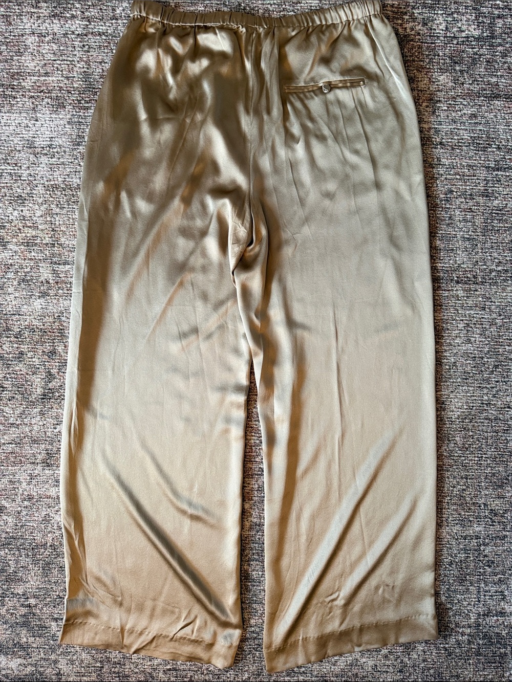 NWT: Vince Satin Wide Leg Drawstring Pants - Olive Taupe - Size Large - Picture 4 of 6